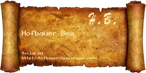 Hofbauer Bea névjegykártya